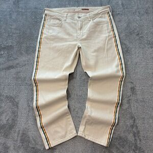 Pilcro Anthropologie Boyfriend Crop Jeans Rainbow Stripe Cream 31 Petite